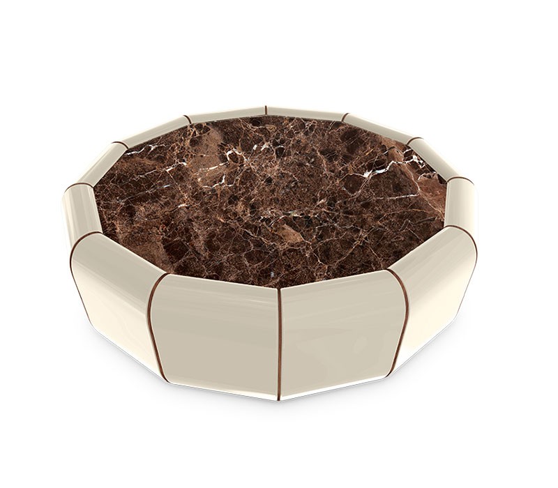 The Darian Center Table in Lacquerd Wood and Walnut Root Lines-2