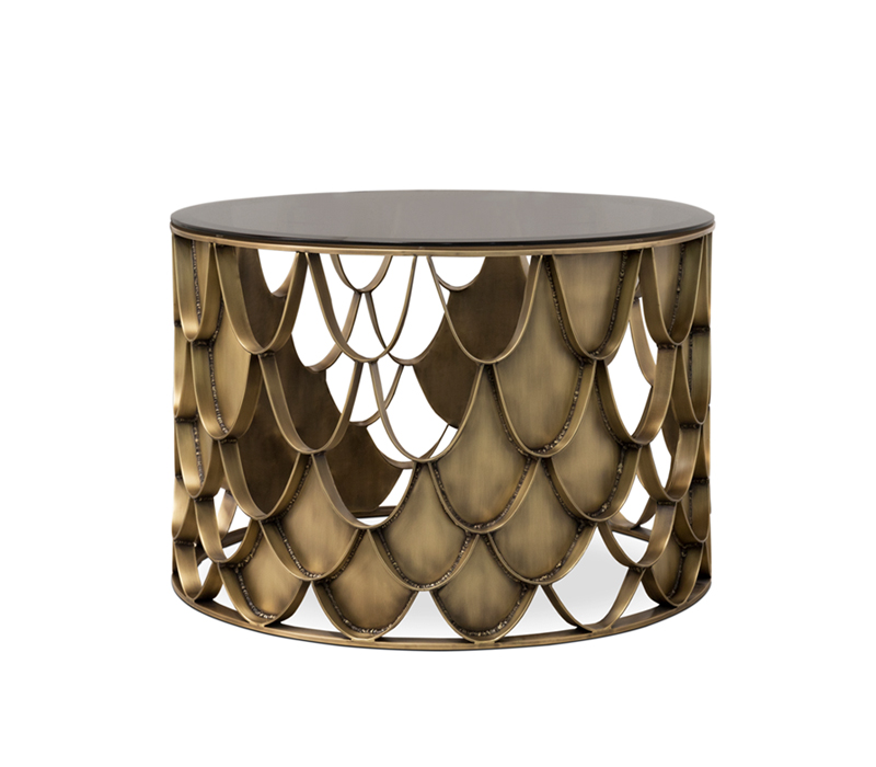 The Koi Center Side Table in Glass or Marble-2