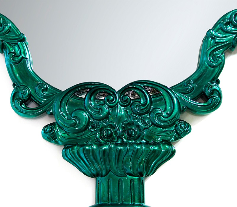 The Marie Therese Mirror in High Gloss Varnish Finish on Mahogony Structure.-3