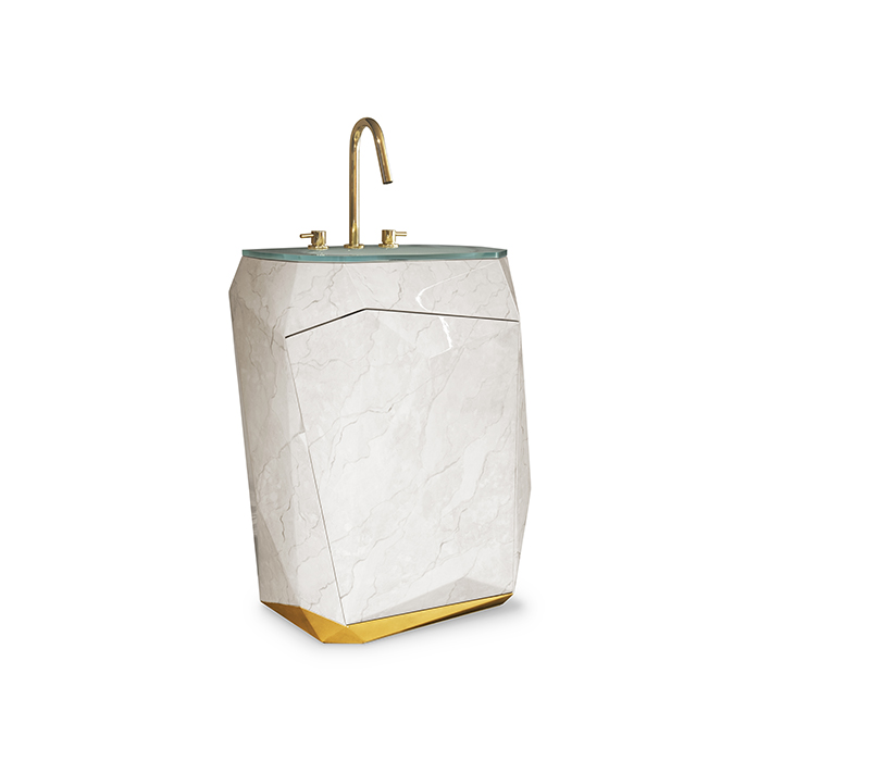 Diamond Faux Marble Pedestal Sink-6