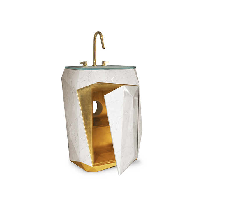 Diamond Faux Marble Pedestal Sink-7