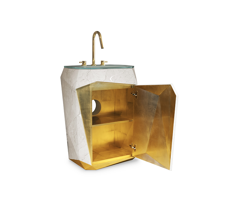 Diamond Faux Marble Pedestal Sink-8