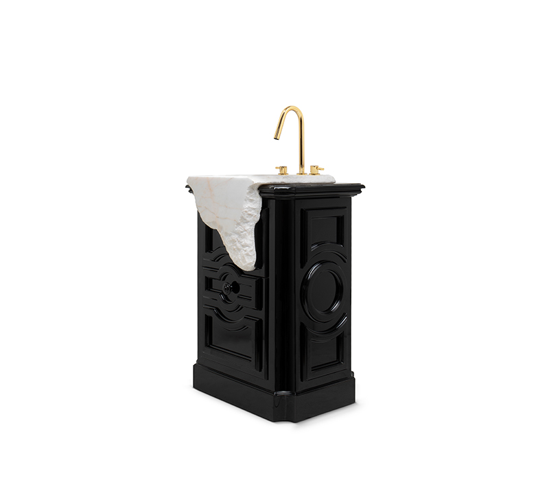 The Petra Pedestal Sink in Lacquered Wood and Estremoz Marble-10
