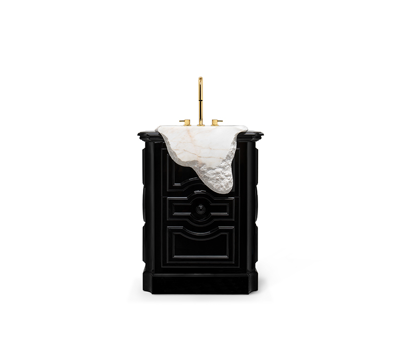 The Petra Pedestal Sink in Lacquered Wood and Estremoz Marble-9