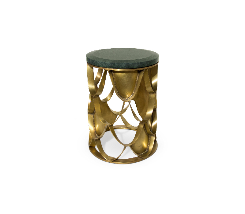 The Koi Side Table With a Reflecive Brass Structure-3