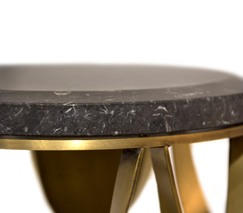 The Koi Side Table With a Reflecive Brass Structure-6