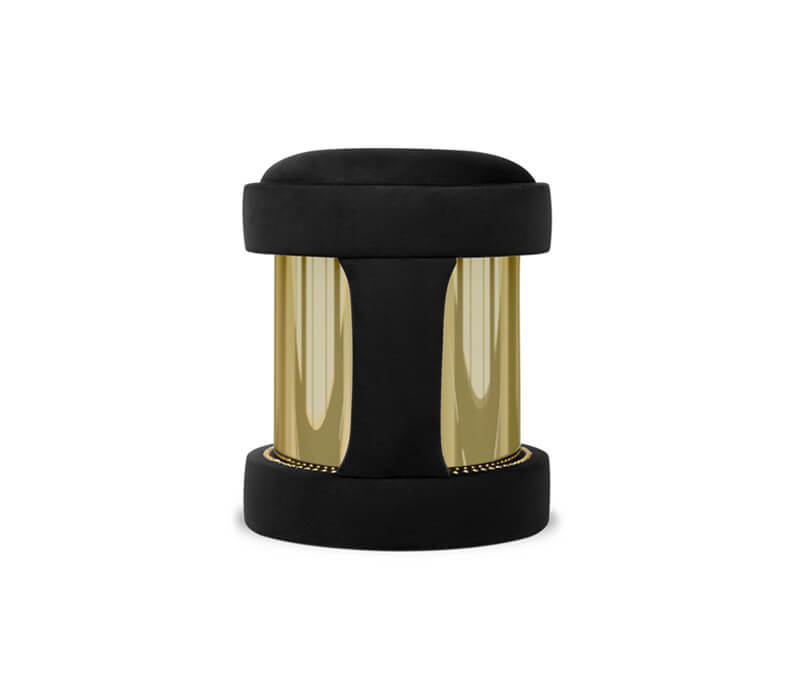 The Armour Stool in Black Velvet-2