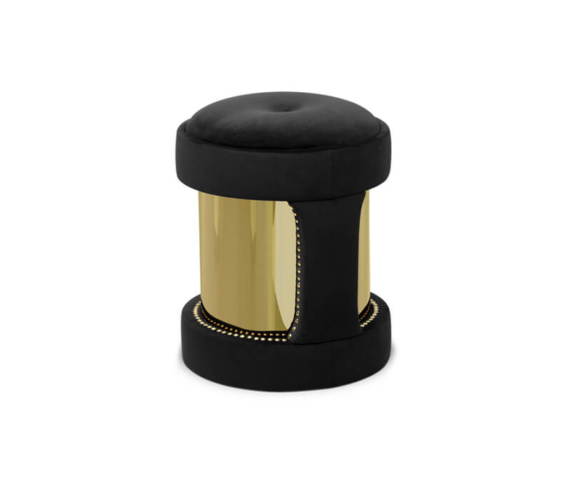 The Armour Stool in Black Velvet-3