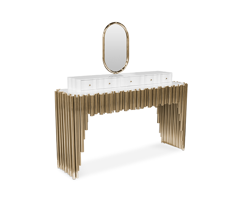 Symphony Vanity Table in Golden Brass-6