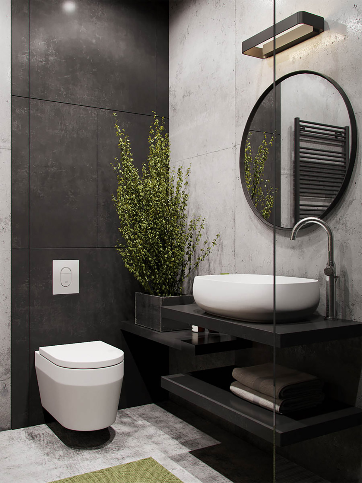 Industrial Style Bathroom Ideas To Glam, Industrial Floating Shelves Bathroom Designs 2018
