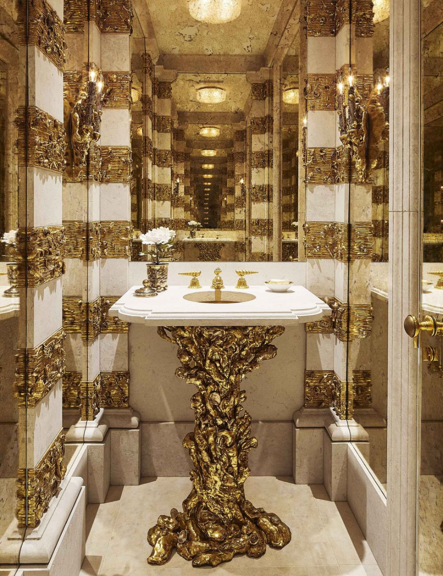 Powder Room Ideas To Complete Your Luxury Bathroom Design in luxurious gold