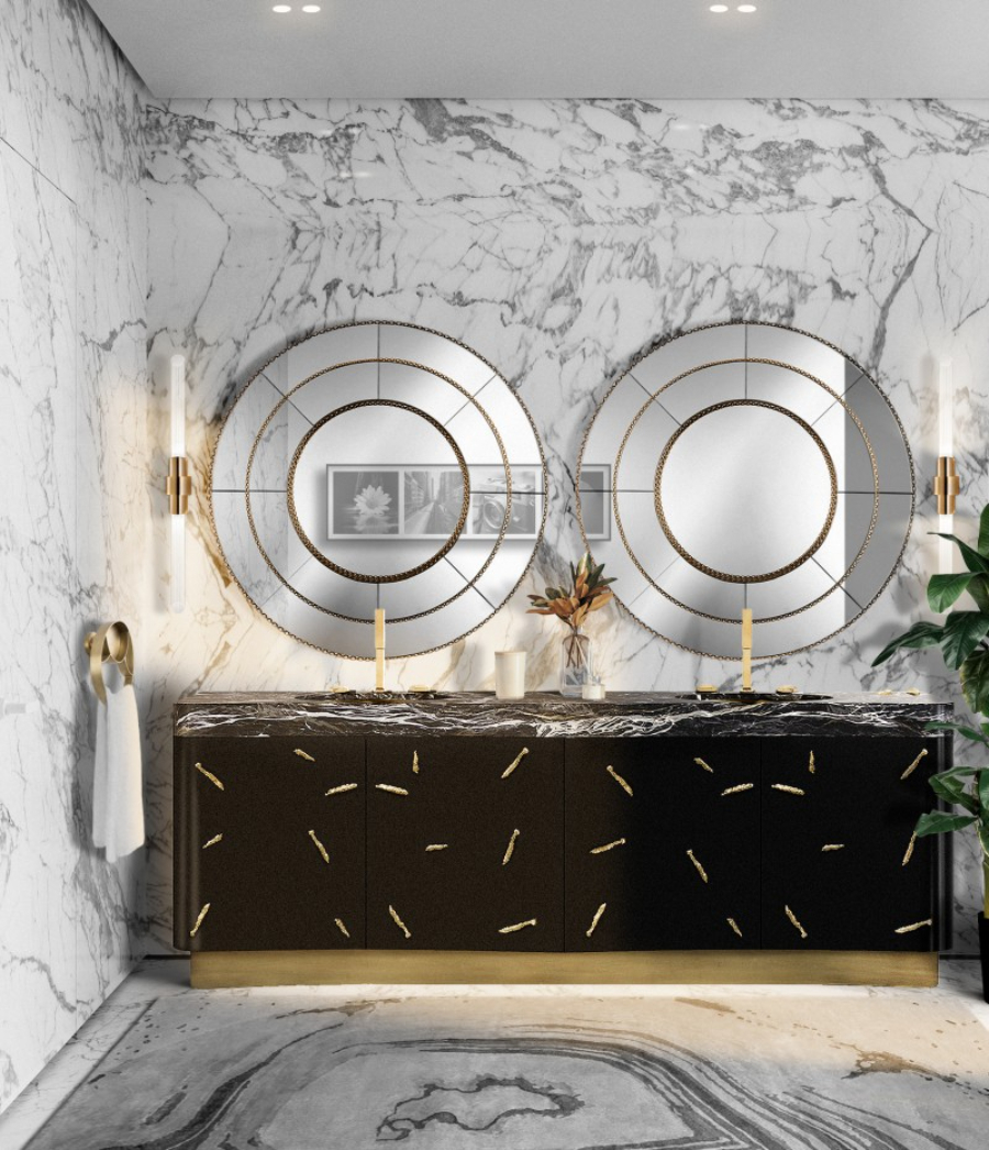 Bathroom Inspiration Ideas with a elegant washbasin and towel ring.