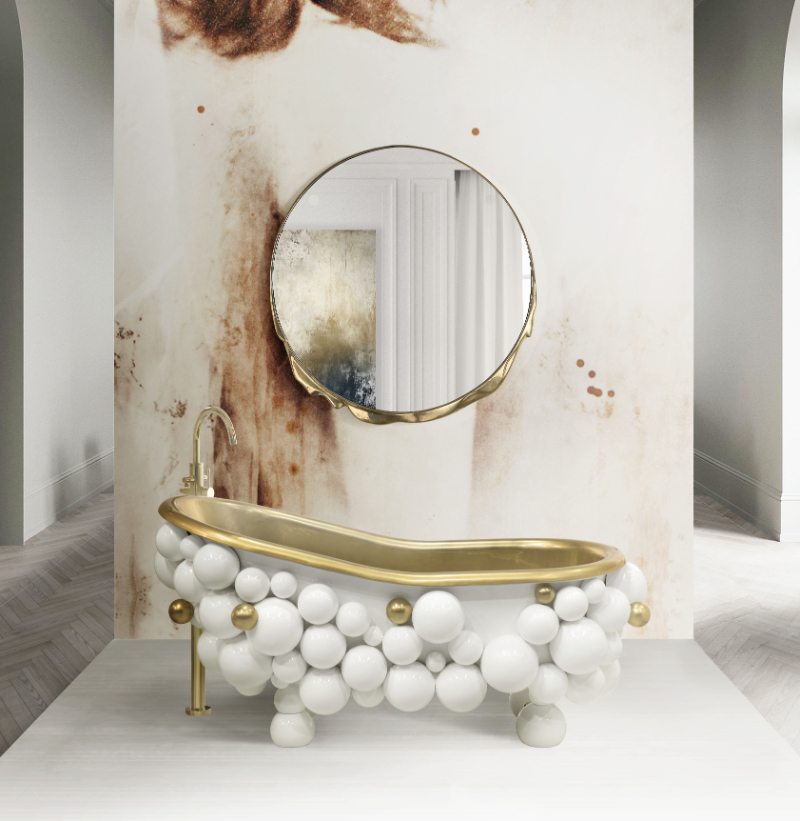 Bathroom Ideas Surfaces To Make Your Private Oasis Shine Luxury Bathroom Snow Hanna Wall Panel with Newton Bathtub and Magma Mirror
