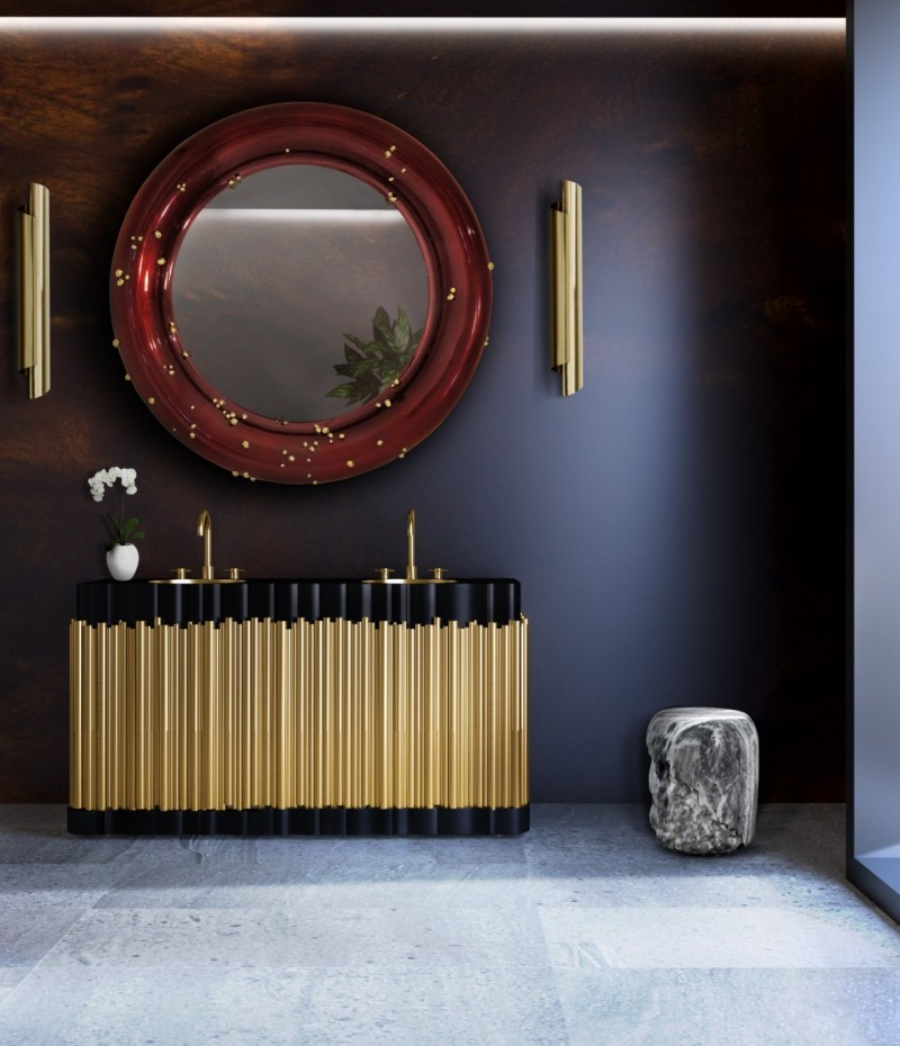 Bathroom Ideas Mirrors To Achieve A Perfect Oasis Belize Mirror Symphony Vanity Cabinet Gold Details Luxury Bathroom
