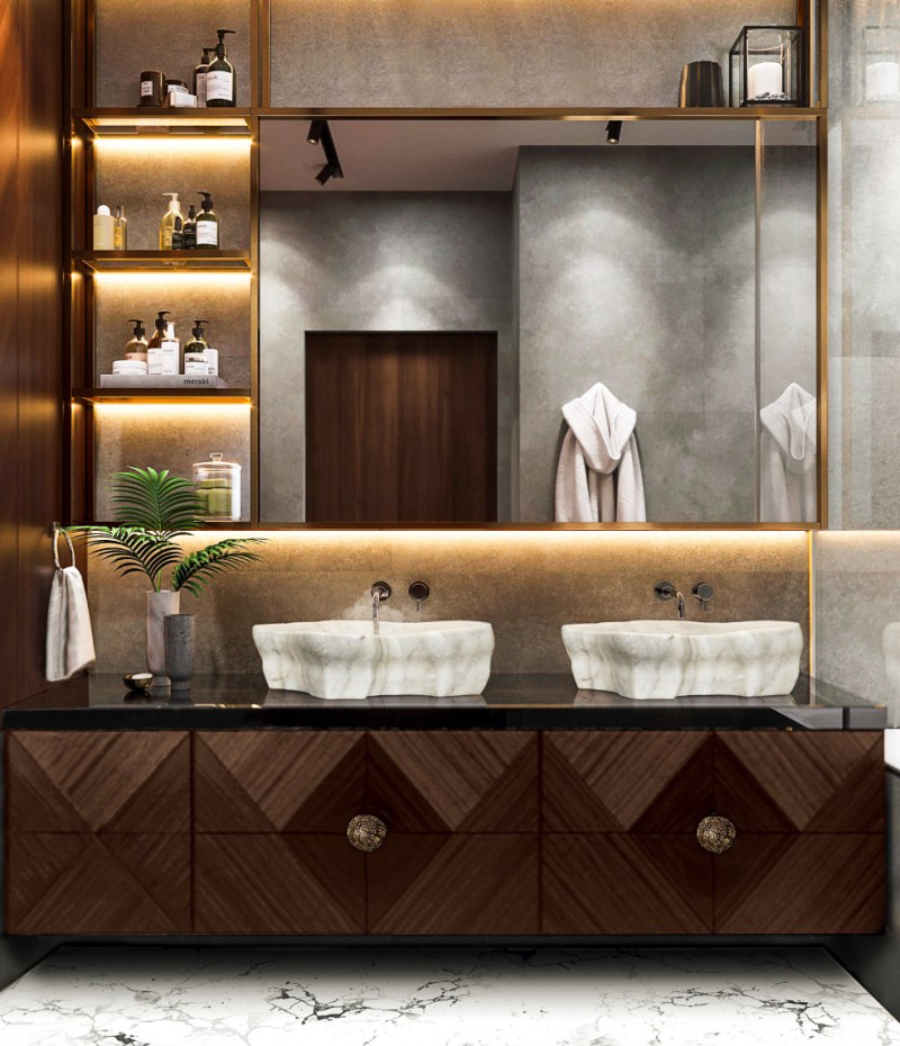 Modern Bathrooms Multiple Comfort With Double Vanities Eden Stone Vessel Sink Elegant Bathoom