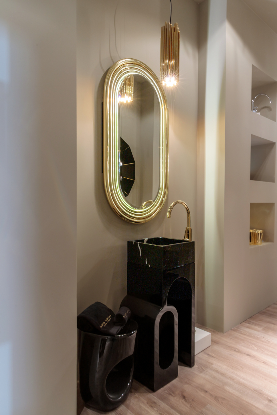 iSaloni 2022 The Must-See, Must-Visit at Maison Valentina's Stand Colosseum Pedestal Sink and Mirror