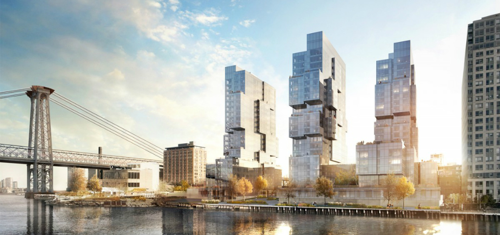 Trio of Modular Skyscrapers at Brooklyn Skyline by Eliot Spitzer