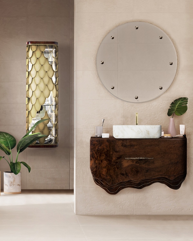 bathrooms Amazing And Exquisite Bathrooms with Summer Inspirations bathroom design for summer with koi tall storage and huang suspension cabinet